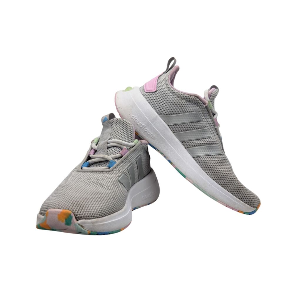 Adidas Cloudfoam Gray Rainbow Sole Sneakers Big Kid 2
